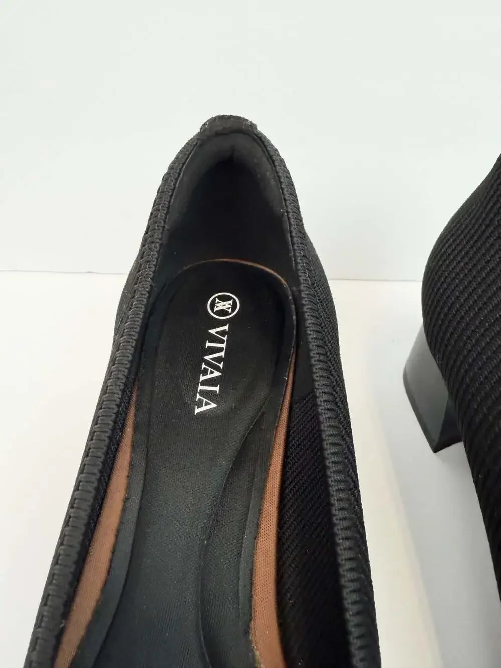 Vivaia Black Melody 2.0 Square Toe Chunky Block Heel Pumps US 9 EU 39.5